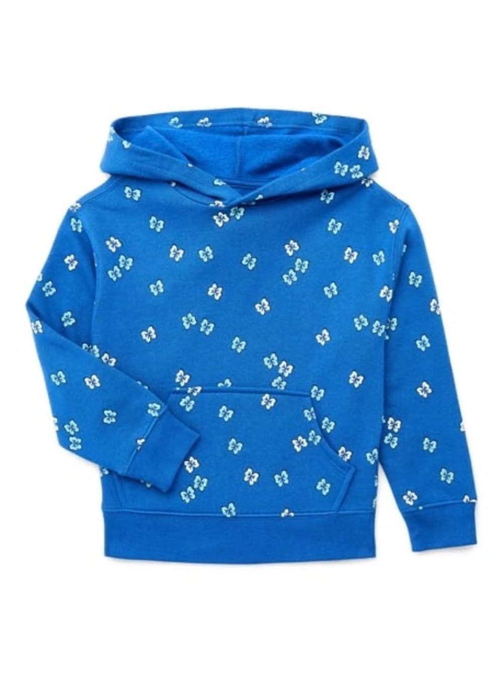Wonder Nation Girls Floral Pullover Hoodie Blue XL 14-16